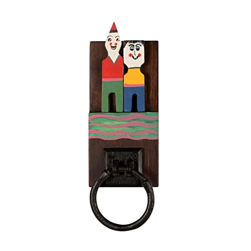 Image of AAKRITI ART CREATIONS Modern Art Wooden Towel Hanger | Tidy Me Wooden Towel Hanger | Matte Finish Multicolor Wall Mounted Towel Holder for Bath & Wash Area