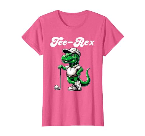 Tee Rex Golf T Rex Dinosaur Boys Men's Women's Kids Golfing T-Shirt, Women, Pink Heather, 3X-Large