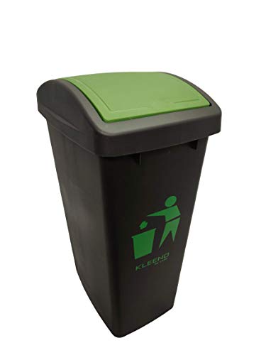 Image of Cello Plastic Swing-Lid Garbage Dustbin (48 L, Black-Green)