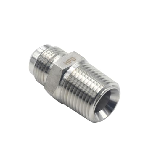 Image of HFS(R) 4PCS, 1 /2 inch NPT Male to 1 /2 inch SAE Male Flare Tubing Adapter Hose Connector Pipe Fittings 304 Stainless Steel
