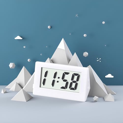 Image of BWESOO 1PC White Mini Small Car Desk Digital Clock Watch Gauges Mini Digital LCD Screen Travel Desktop Clock Electronic Home Clocks Office Alarm Clocks