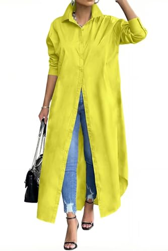 Image of Choichic Shirt Dresses for Women Casual Long Sleeve Cotton Button Down Maxi Dresses