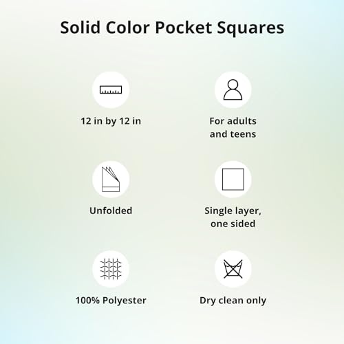 Image of tiemart Solid Color Pocket Squares for Men | For Suits, Perfect for Wedding Parties, 12 x 12 inch / 30 x 30 cm