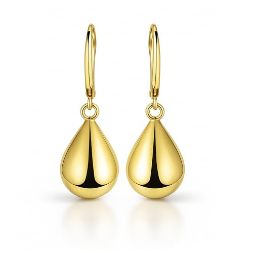 Reviews de Aretes de Gota , tabla con los diez mejores. 44 Oro de Luna Aretes de Gota para Mujer en Baño de Oro 18K – Aretes Dorados Mujer Elegantes, Joyería para Mujer y Regalo Ideal