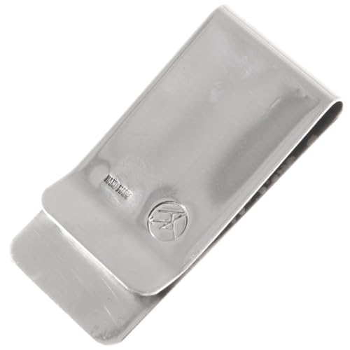 Navajo Turquoise Mountain Single Nugget Silver Money Clip Sterling Twist Wire Design on German Silver Clamp 34314