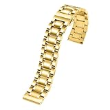 HMFang Correa De Reloj Curva De Acero Inoxidable De 16 Mm, 17 Mm, 18 Mm, 19 Mm, 20 Mm, 21 Mm, 22 Mm, 23 Mm Y 24 Mm For Hombre. Correa De Reloj Fina.(Gold,21mm)