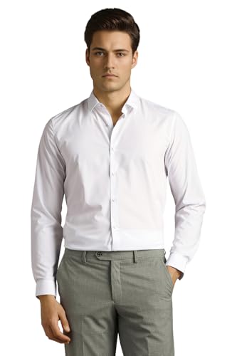 Image of Louis Philippe Men's Slim Fit Bamboo Blend Sustainable Stretch Young Formal Shirt