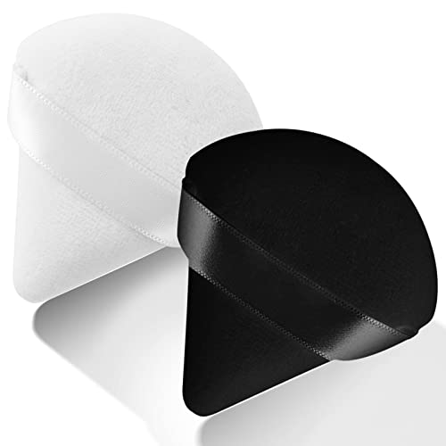 Aphrordity 2 Pcs Triangle Velvet Powder Puffs Multifunctional Setting Powder Puff for Under Eye Powder Puff for Wet and Dry Use, Concealer, Barrier, Foundation, Air Cushion Puff, Etc.Black & white