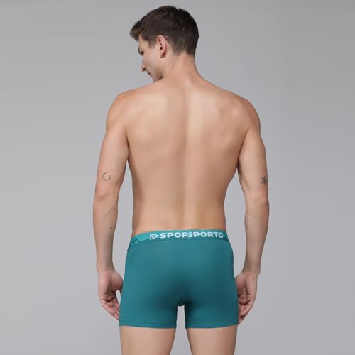 Image of sporto Macho Men's Combed Cotton Spandex Shapelock Trunks | Soft Spandex Waistband | Supersoft Nylon Touch | Ergonomic 3D Fit Innerwear | Color May Vary