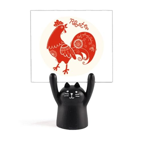 Porte-mémo zodiaque coq rouge accessoire de bureau original et décoration chat noir