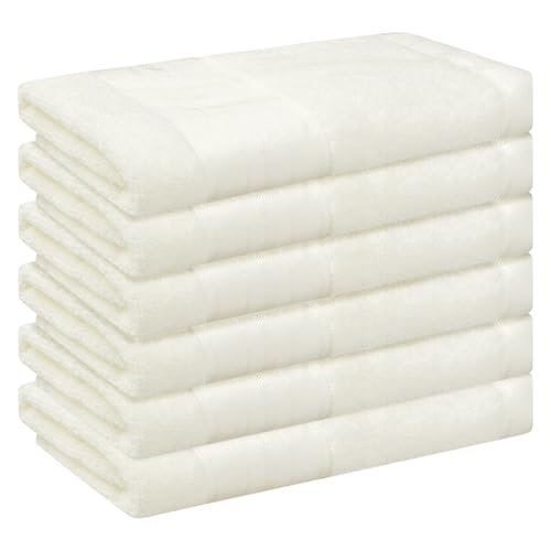 HMETOL 6 Pack Luxury Wash Cloths Set 100% Cotton Ring Spun, Highly Absorbent and Soft Feel Washcloths for Bathroom, Spa, Gym Face Towel 13