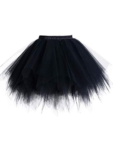 Timormode Tutu Dance Classique Jupe Ballet Courte en Tulle Jupon pour Robe Vintage Couleurs Variées LXQCABlack L