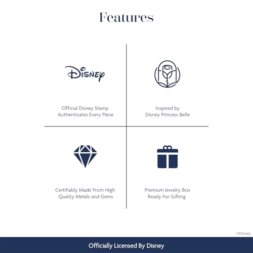 Jewelili Enchanted Disney Fine Jewelry Sterling Silver and 10K Rose Gold with 1/10 CTTW Diamond Belle Rose Key Pendant Necklace2