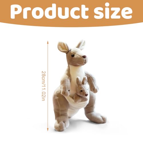 YANGUN Känguru Plüschtier Plüschtiere, 28cm Süßes Kuscheltier Mutter und Kind Känguru, Flauschiges Stofftier Kängurus, Plüsch Känguroo Spielzeug, Geburtstagsgeschenk für Kinder