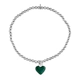  Córdoba Jewels  Pulsera de Plata de Ley 925 bañada en rodio. Diseño Corazón Esmaltado Verde Esmeralda