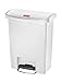 Rubbermaid Commercial Products Streamline Slim Step-On Plastic Trash Garbage Can, 8-Gallon, White, Hands-Free Garbage Can for Medical Waste in Hospitals/Lab/Emergency/Patient Rooms