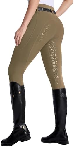 DMVOD Damen Reitleggings mit aktiver Silikon-Grip Vollbesatz - Reithosen für Frauen