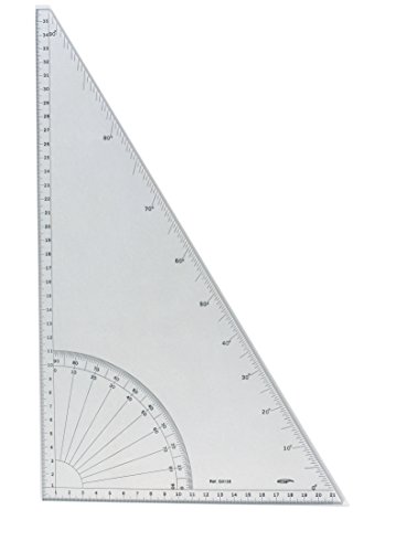 Graphoplex Equerre/rapporteur 60° graduations en degrés bords droits Transparent