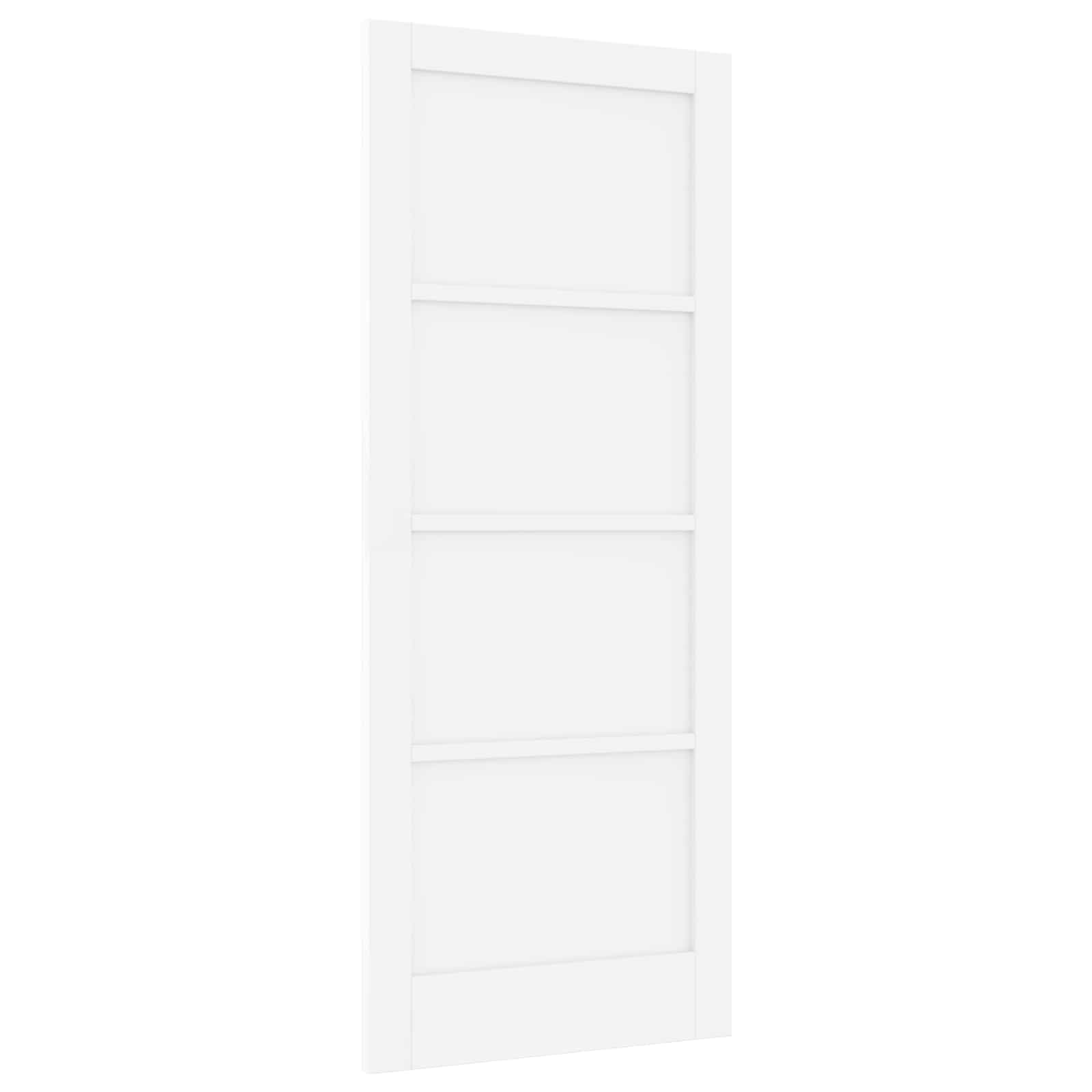 Puerta de granero interior blanca 83 x 202 cm de madera contrachapada y madera de pino macizo, sistema deslizante, ahorro de espacio, diseño rústico moderno