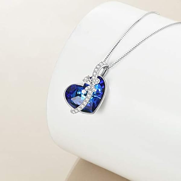AOBOCO Collar con colgante de corazón de mariposa de plata esterlina con cristal de Austria, regalos de joyería de aniversario de cumpleaños para mujeres, madres, novias, hijas, ella