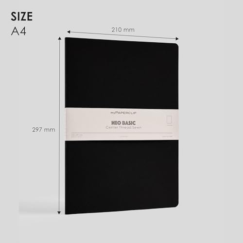 Image of myPAPERCLIP NeoBasic A4 Unruled Notebook | 160 Pages, 80 GSM, 250 GSM Soft Cover, A4 (8.27 x 11.69 in) | Black