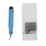 Hand Deburring Tool with 360 Degree Rotating Blade, NB1100 Burr Handle with 10 BS1010 Replacement for Metal, Aluminum, Plastic, Internal Holes, Blue