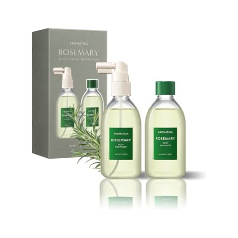 AROMATICA Rosemary Scalp Strengthening Enhancer Duo Set - Scalp Serum For Hair Growth & Itchy Scalp Treatment with Rosemary Oil | Dandruff Treatment And Oily Scalp Moisturizer Cover