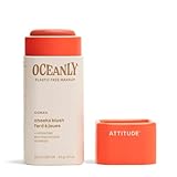ATTITUDE Oceanly Plastic-Free Lightweight Blush Stick, Titanium Dioxide-Free, EWG Verified, Vegan & Cruelty-free Makeup, Corail, 0.3 Ounces