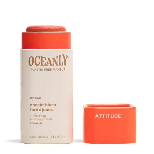 Oceanly Plastic-Free Lightweight Blush Stick Titanium Dioxide-Free EWG Verified Vegan Makeup Corail 8.5 grams