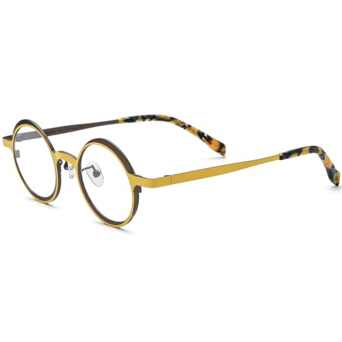 Image of FONEX Colorful Pure Titanium Glasses Frame Women Retro Round Eyeglasses