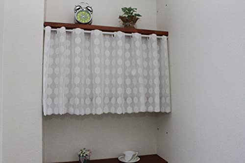 加栄レース 日本製 レースカフェカーテン 水玉柄 巾145cm×丈48cm ホワイト (× 2) [3]