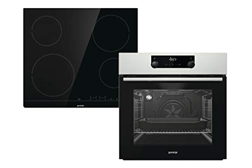 Gorenje Einbaubackofen-Set Jump Set/ 71 l/GentleClose/Versenkbare Knebel/Dynamisches Kühlgebläse/AquaClean/Glaskeramik-Kochfeld mit TouchControl/Ankochautomatik/Timer/Warmhaltefunktion