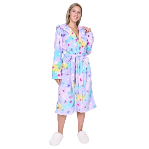 Artfasion Women Hooded Fleece Robe - Warm Flannel Bathrobes Plush Sleepwear For Winter Fluffy Thicker House Coat With Pockets #TOP7