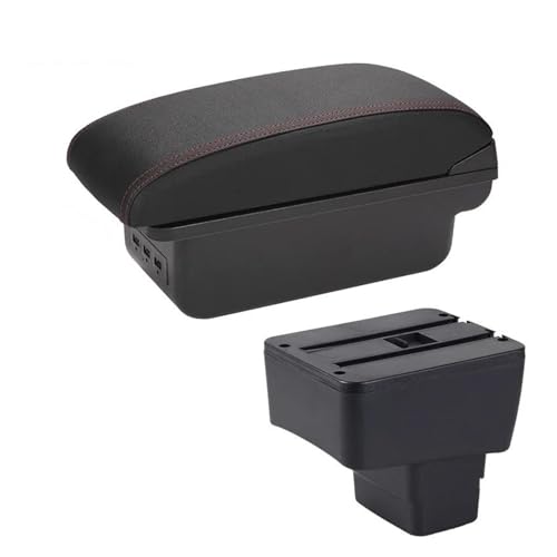 センターコンソールボックス のためにマツダ 2 CX3用 のためにCX-3用 のためにスカイアクティブバージョン用 車用アームレスト 収納ボックス 充電USB レトロフィットアクセサリー(B1 Black red 3USB)