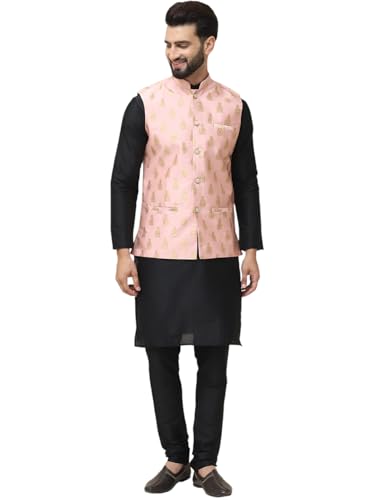 Image of SOJANYA (Since 1958 Men's Silk Blend Kurta Pyjama With Nehrujacket Set