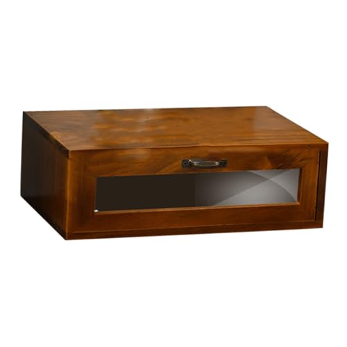 OKUMEYR Soporte de Escritorio de Madera Vintage Organizador con Acrílico para Almacenamiento y Elevador de Monitor y Portátil Accesorio Práctico para Oficina y Hogar