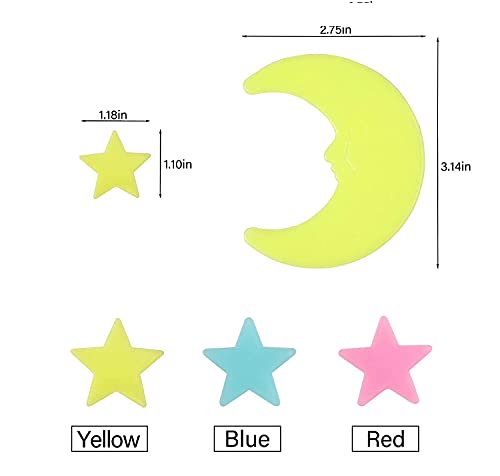 200 Pcs Colorful Glow In The Dark Luminous Stars And Moon Fluorescent Noctilucent Plastic Wall Stickers Murals Decals For Home Art Decor Ceiling Wall Decorate Kids Bedroom Room Decorations #TOP1