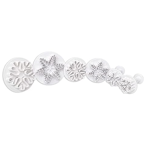 Clever Monster Snowflake Cookie Cutters Set of 6, Plunger Cutter Cake Decorating Supplies Fondant Molds Embossing Tool Snowflake Plunger Cake Cutter Cover