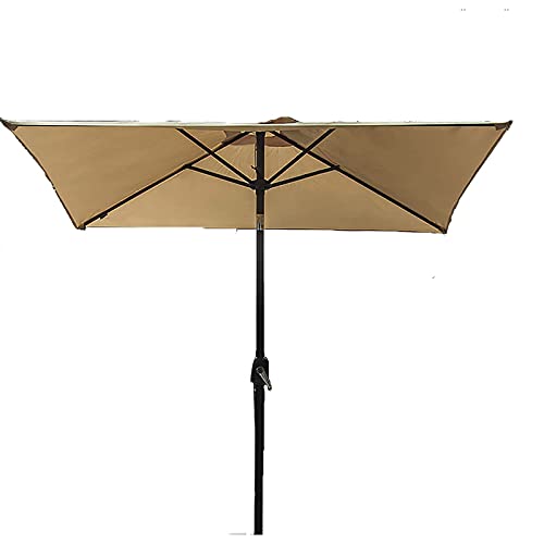 Parasol de terrasse 2m avec manivelle et 6 baleines pour ombrage extérieur