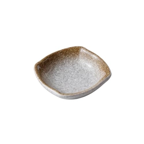 ZIGUIhsou-11 Cuenco para salsa Plato de condimentos cerámica vintage salsa soja vinagre caviar sashimi sushi(Bruin)