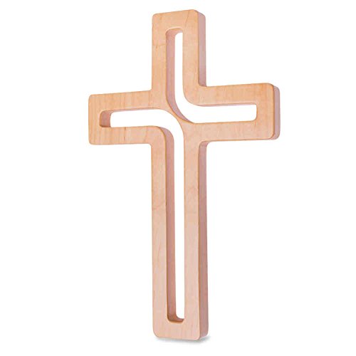kruzifix24 Devotionalien Holzkreuz Wandkreuz Buche modernes Design Buchenholz naturfarben lackiert Holz Schmuckkreuz für die Wand 25 x 15,5 cm Cover