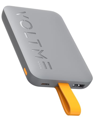 VOLTME Power Bank 10,000 mAh 38,5 Wh Gris, Chargeur Portable Charge Rapide 3 Ports Hypercore 10C Sling 10K, Essential Batterie Externe 3-Port Charge Rapide Compact avec Câble intégré pour Voyage