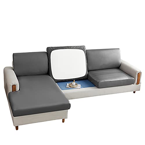 Housses de coussin de canapé 4 places en PU gris imperméable - 2