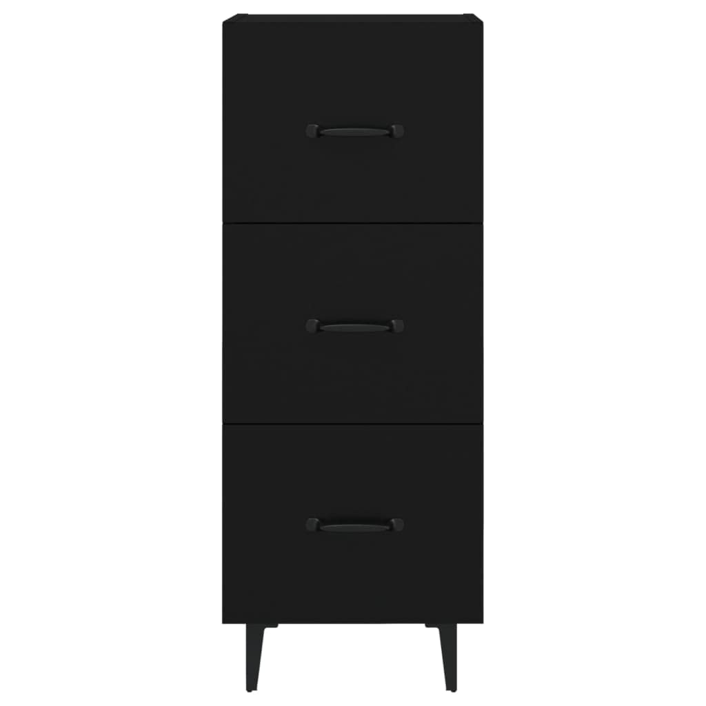 Aparador negro 34,5 x 34 x 90 cm madera y hierro moderno con 3 cajones para salón, dormitorio o pasillo