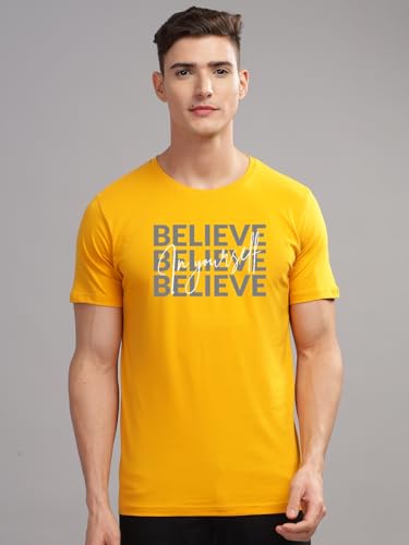 Image of ADRO 100% Cotton Lycra Tshirts for Men Combo Pack of 3 | Regular Fit | Printed T Shirt | Round Neck Half Sleeve| Mens Tshirts