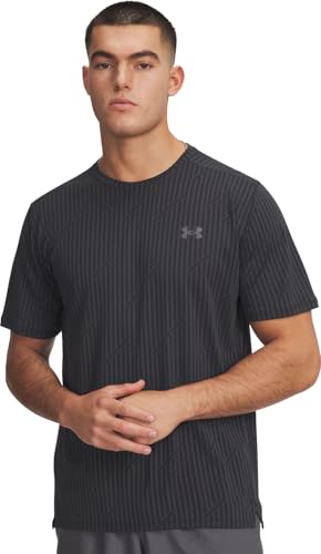 Under Armour - T-shirt da uomo a maniche corte in jacquard con ventilazione tecnica, Nero (001), L