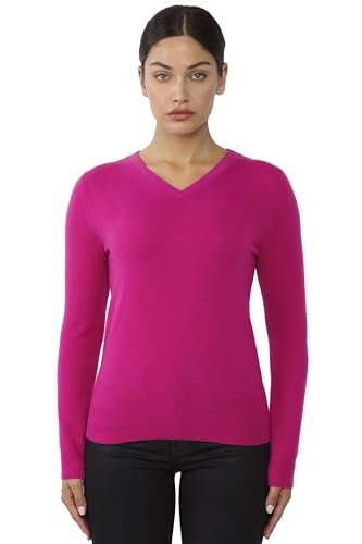 Image of JENNIE LIU Women's 100% Pure Cashmere Long Sleeve Pullover V Neck Sweater