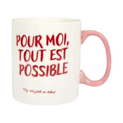 AltoBuy Mug XXL 70 cl en céramique Blanc et Rose avec Message Esprit Girl Power