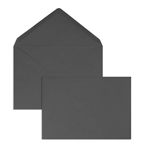 100 Stück, Farbige Briefumschläge, DIN C5, Nassklebung, Spitze Klappe, 120 g/qm Offset, Ohne Fenster, Grau (Dunkelgrau), Blanke Briefhüllen