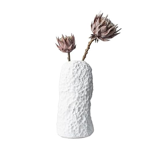 Hhaoran-9863 Vase Ceramic Vase Stone Pattern Vase Decorations Home Living Room Dining Table TV Cabinet Vase Ornaments Suitable for Dining and Living Room Home decoratio(White)
